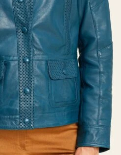 Veste 100% Cuir Bleu -Meilleur Vêtement Magasin image6 21hc4638086