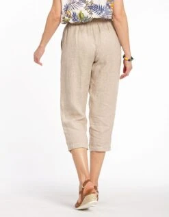 Pantacourt En Lin Beige -Meilleur Vêtement Magasin image8 22ed0702066