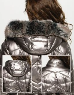 Doudoune Mi-longue Taupe -Meilleur Vêtement Magasin image8 22hd2167022